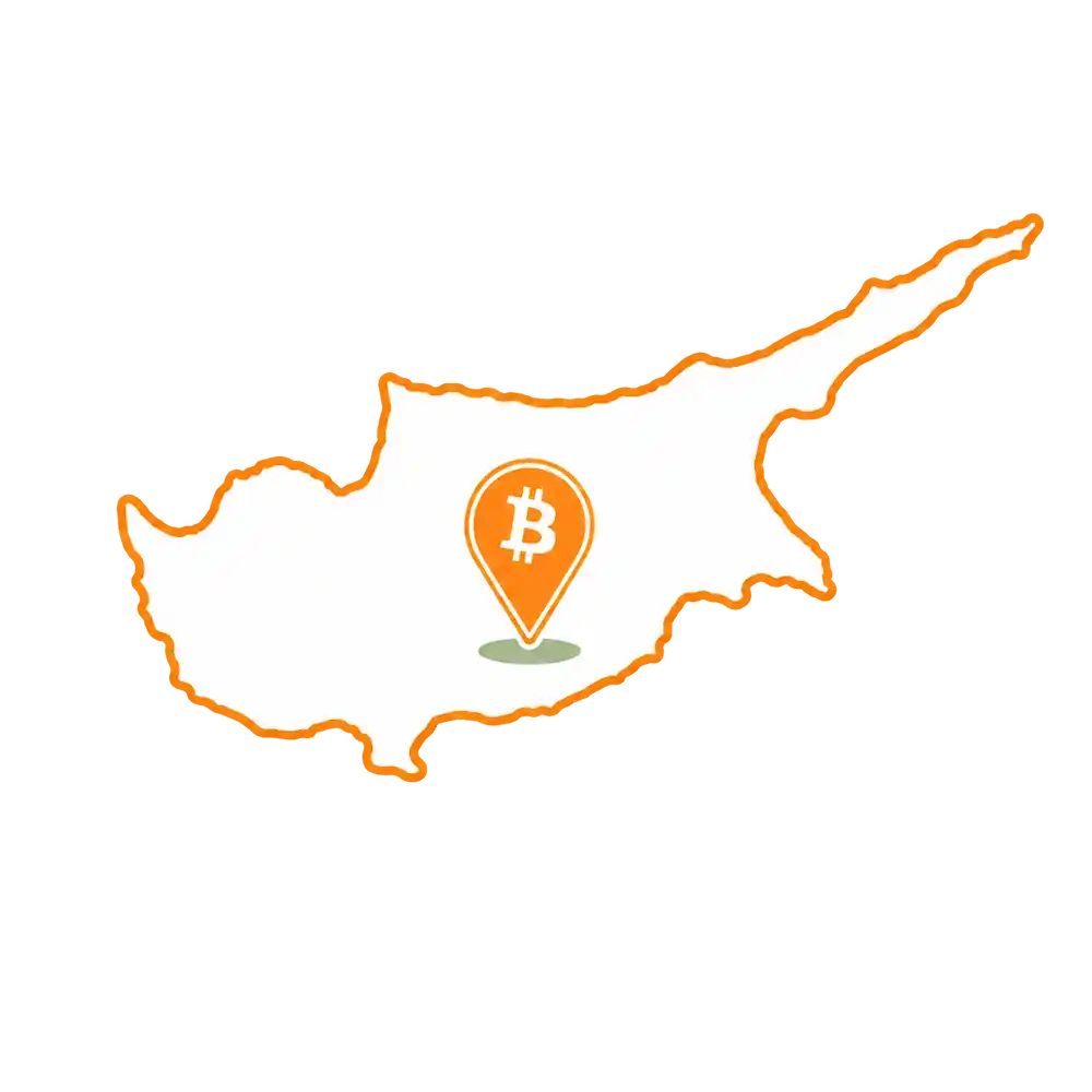Cyprus map with Bitcoin location pin