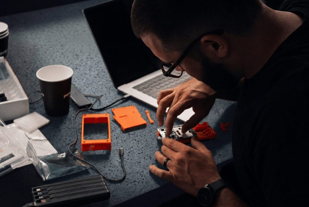 specter-shield-lite-orange-man-assembly-pcb-desk-closeup-photo-jpg